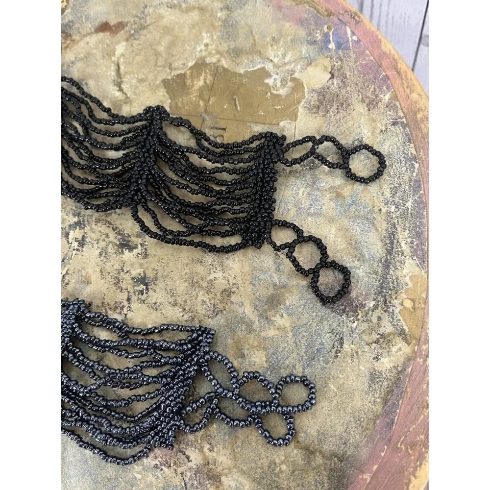 Bracelets Beaded Black & Gunmetal Gray magnet wrap Boho office work formal party